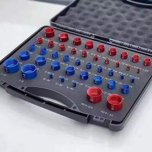 Jeu de 44 pièces d'outils de mesure de filetage (écrous et boulons) <span class=keywords><strong>en</strong></span> aluminium, jauges de filetage rouge et bleu, pour mesures métriques et impériales - Product Image 4