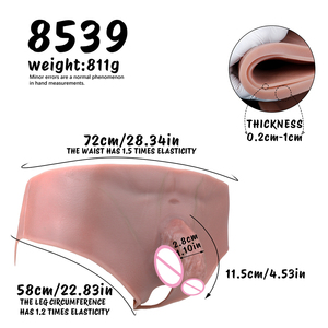 Silicone 11.5cm Curved penis pants with Open crotch for Lesbian to male Underwear High waist abdominal muscle lines <b>Dildo</b> pants - Product Image 6