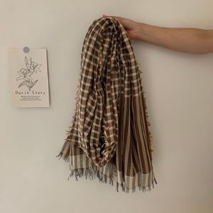 Nhà máy thời trang phụ nữ Pashmina chiếc khăn thô cạnh rìa mùa đông ấm áp thiết kế kẻ sọc kiểm tra Viscose khăn khăn choàng - Product Image 3