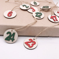 Grenzüberschreitend Meistverkaufter Moderner Hölzerner Chinesischer Weihnachts-Countdown 1-24 Digitale Scheiben-Anhänger Geschenkdekoration DIY Adventskalender