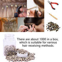 1000 pièces/bouteille Anneaux nano en silicone Perles Outils métalliques avec doublure en silicone pour extensions de cheveux à pointe I