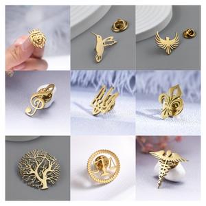 Ensemble de broches en métal doré <span class=keywords><strong>pour</strong></span> hommes et femmes, épinglettes vintage en forme d'arbre musical et de symbole du zodiaque, badges de mode <span class=keywords><strong>pour</strong></span> décoration de sac à vêtements - Product Image 2