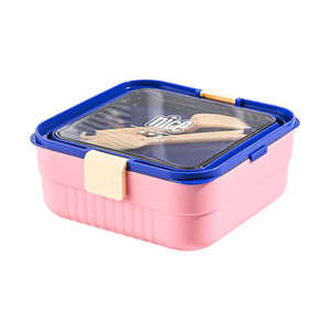 Bencircle B289 Portable Lunch Box with Fork Spoon Set, Plastic Bento Food <b>Container</b>, Meal Prep Storage Box for Office School - Product Image 2
