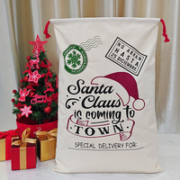Pafu Fournitures de fête de Noël Sac de Noël Sacs de Père Noël avec cordon de serrage Sac cadeau en toile de Noël