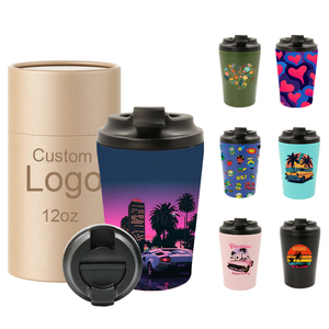 Gobelet isolé en acier inoxydable 304 à double paroi de 12oz pour tasse à café de voyage étanche couvercle rabattable 6-12 heures d'isolation thermique - Product Image 1