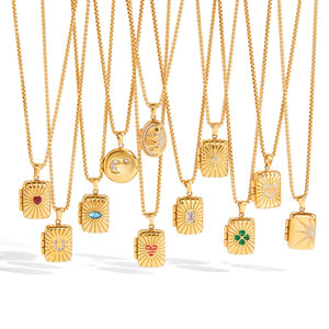 Collier pendentif médaillon vintage personnalisé en acier inoxydable 316L plaqué or 14k 18k pour femmes et hommes - Product Image 6