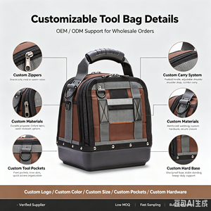 High Quality Heavy-Duty Electrician <strong>Tool</strong> Kit <strong>Bag</strong> Compact Electrician Rucksack Molded Base Zipper Closure Luxury <strong>Tool</strong> <strong>Tote</strong> <strong>Bag</strong> - Product Image 2