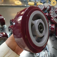 Roues pivotantes rigides en TPE rouge de 4 pouces, roulettes industrielles robustes pour équipement d'usine