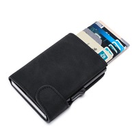 Dompet Aluminium Minimalis Tipis Anti RFID untuk Pria & Wanita dengan Penutup Kancing Tekan, Ketebalan 20mm, Tempat Kartu Kredit