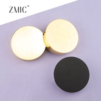 Kotak alas bedak cushion bulat warna emas metalik, kosong, dengan cermin, kemasan alas bedak cushion ABS, grosir