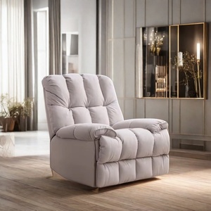Modern White Single Seat <b>Recliner</b> Sofa Rocking Swivelling Extendable Cross Back Foam Filled Wood Frame Manual Fabric Removable - Product Image 3