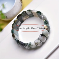 Bracelet en agate mousse: bijoux en cristal de roche bohème chic, parfaits pour les fêtes et les cadeaux de vacances-18cm/7,08 pouces de longueur intérieure