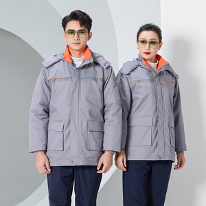 Kış yansıtıcı kalın pamuk soğuk geçirmez sıcak iş elbiseleri anti-statik iş elbiseleri - Product Image 4