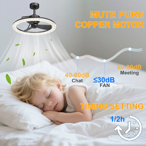 23 Inch Black Crystal <b>Ceiling</b> Fan with <b>Light</b> Modern Dimmable LED Fan Fixture for Bedroom Living Room Home Decor - Product Image 4