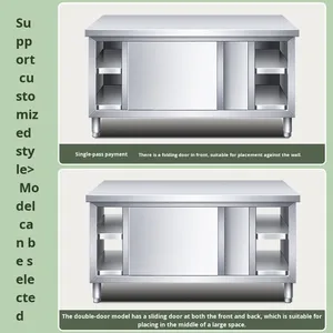 Plan de travail commercial en acier inoxydable avec armoire de rangement à porte coulissante, <span class=keywords><strong>comptoir</strong></span> de <span class=keywords><strong>cuisine</strong></span> robuste pour restaurant <span class=keywords><strong>et</strong></span> atelier - Product Image 6