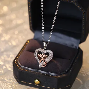 2024 femmes or rose 925 argent sterling bijoux fins à ma maman coeur forme mère jours cadeau pendentif collier