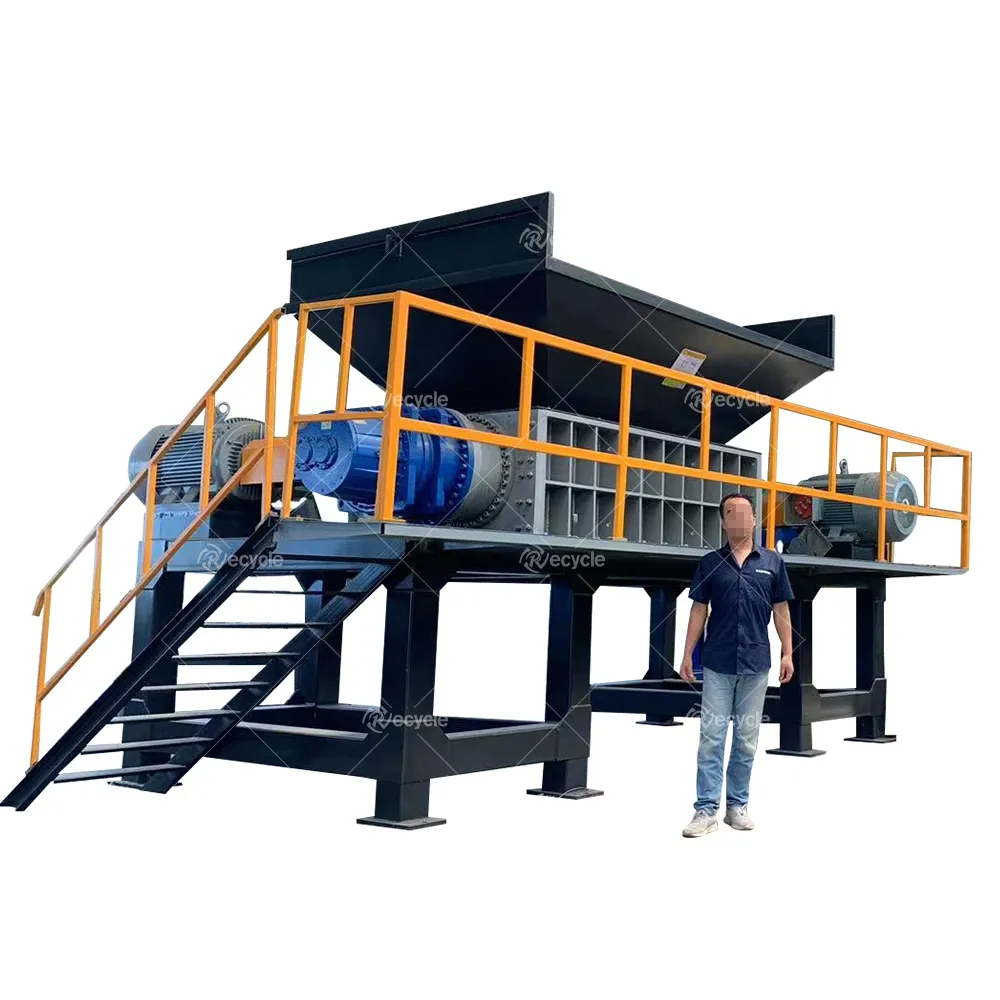 Thin Steel Paint Bucket Shredder Machine For Processing Metal Rubber Truck Tyre Waste Scrap Recycling