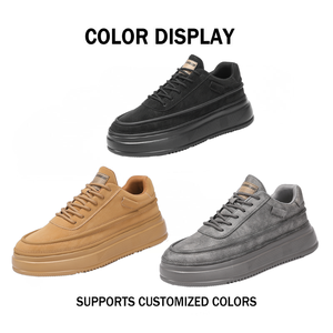 Chaussures de skate décontractées à semelles épaisses en cuir microfibre de haute qualité pour hommes, baskets polyvalentes augmentant la taille - Product Image 2