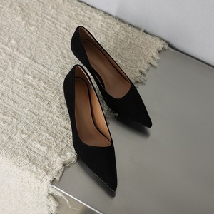 Elegant Women Shoes 2025 Spring Vintage Kid Suede High Quality Pointed Toe Dress Party Office Pumps Mid <b>Heel</b> Lady Footwear 35-42 - Product Image 5