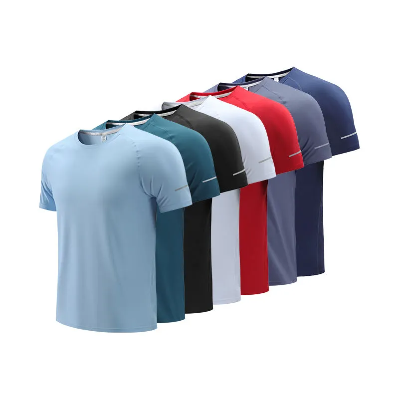 Haute qualité mode Gym chemise hommes Polyester Spandex hommes à manches courtes course Polyester Gym t-shirts