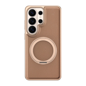 Funda de Teléfono de Cuero PU Magnética con Electrochapado de Lujo para Samsung S26 S22 S23 S24 S25 Ultra con 360 °   Funda Protectora con Soporte para Anillo - Product Image 1