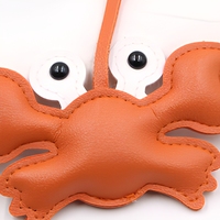 Breloque de sac en forme de crabe mignon, pendentif en similicuir orange, petit accessoire animal pour sac à main et porte-clés
