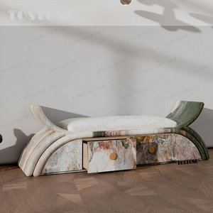 Tostone Hot Sale Four Seasons <strong>Pink</strong> Marble <strong>Stool</strong> Elegant Veined Design for Indoor Entryway Leisure Home Villa Decoration - Product Image 3