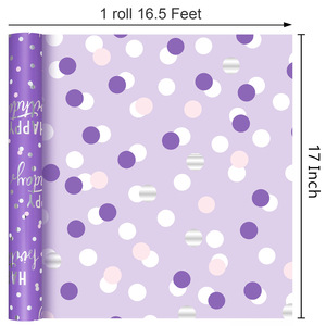 5 meter original daily purple letter and dot aluminum-coated birthday gift <b>wrapping</b> <b>paper</b> - Product Image 6