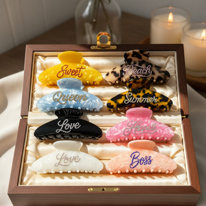 Pinces à <span class=keywords><strong>cheveux</strong></span> en acétate personnalisées avec logo en <span class=keywords><strong>strass</strong></span> coloré, certifiées BSCI et GRS, vente en gros pour femmes et filles - Product Image 1