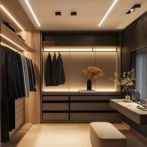 2025 Custom Luxury Modern Walk-in Closet <b>Wood</b> Bedroom <b>Cupboards</b> Luxury Open Wardrobe System for Living Room - Product Image 2
