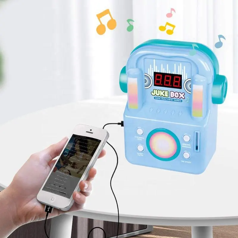 Samtoy Musical Instrument Toys Mini Speaker Microphone Karaoke CD Player Juke Box Musical Toys for Kids with 18 Game Coins