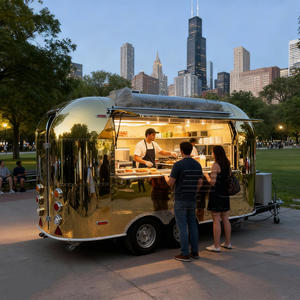 Cute Trend Light Trailers de comida en el extranjero Totalmente equipado Hot Dog Patatas fritas Tacos Hamburguesas Compre una barbacoa de camión de comida - Product Image 4