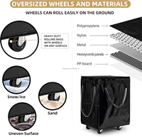 Sac fourre-tout pliable à roulettes d'une capacité de 76 LBS Sac fourre-tout à roulettes réutilisable avec fermeture à glissière