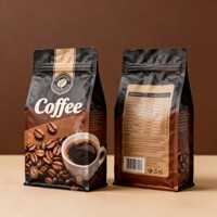 Sacs à fond plat à large ouverture imprimés sur mesure, de qualité alimentaire, avec valve et fermeture éclair, pour grains de café, faible MOQ