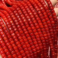 Haizhu Corail 4X6mm Tube Rouge Foncé Entretoise Perles de Pierres Précieuses Haishi pour Bijoux de Mode Bracelet Collier Fabrication Accessoires de Pierre