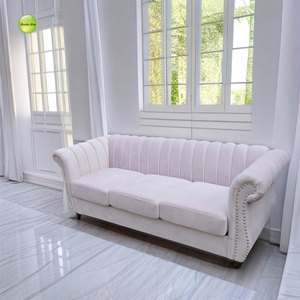 Canapé sectionnel trois places de style royal chinois contemporain en tissu velours, mobilier de luxe pour salon - Product Image 4
