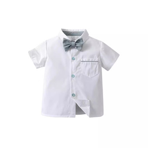 Ensemble <span class=keywords><strong>de</strong></span> vêtements pour bébé garçon avec chemise à manches courtes et nœud papillon élégant, adapté à un usage quotidien et à des occasions formelles - Product Image 2