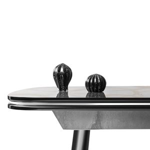 Table à manger rectangulaire moderne en MDF noir avec plateau en marbre et pieds en acier inoxydable pour 6 personnes - Product Image 4