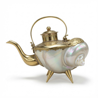 Service à thé décoratif en nacre, coffret cadeau de luxe, artisanat fait main, idéal pour les centres de villégiature en bord de mer