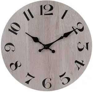 素朴なサイレント禁煙カチカチバッテリ駆動風化グレー木製の壁時計