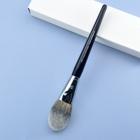 Pinceau de maquillage professionnel en poils synthétiques vegan, manche en bois, pour fond de teint, anticernes, poudre libre