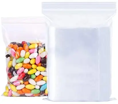 50 팩 식품 학년 방수 폴리 지퍼 가방 재사용 가능한 Ldpe 플라스틱 투명 포장 가방 식품 용
