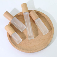 Flacon de parfum miniature de voyage 3ml 5ml 10ml 15ml en verre mat, forme carrée ou cylindrique, avec bouchon en bois