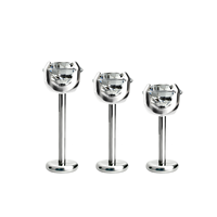 Perhiasan Tindik Titanium ASTM F136 Model Mangkuk dengan Zirkon Putih 5A untuk Hidung, Bibir, Helix, Conch, dan Anting