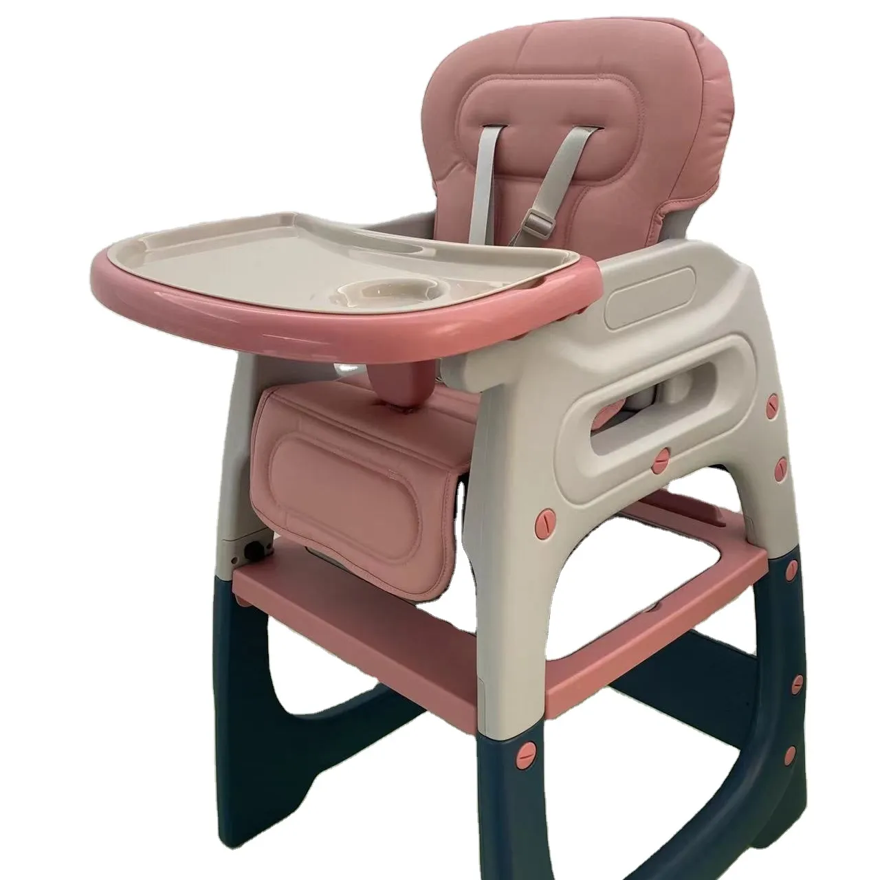 Kursi Bayi Tinggi 3 Dalam 1 Portabel, Kursi Makan Bayi Plastik Nyaman Mudah untuk Dibersihkan untuk Anak-anak