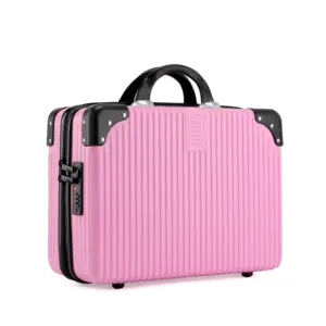 16英寸复古可爱的行李箱PU皮革女士手提包美容培训案例粉红色