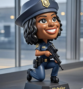 Statuetta Personalizzata Esclusiva di Poliziotto con Testa Oscillante, Design a Molla, Artigianato in Resina Fatto a Mano, Decorazione per Ufficio - Product Image 2