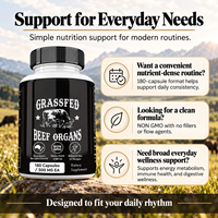 Mélange de viande de bœuf nourrie à l'herbe 5 organes (foie, cœur, rein, pancréas, rate) en capsules de 500 mg chacune, 180 unités, non-OGM, complément alimentaire