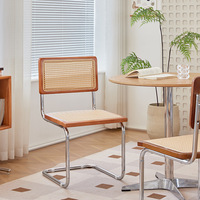 Silla de Comedor Reclinable de Ratán Moderna, Diseño Ergonómico y Duradero para Muebles de Hogar, Dormitorio, Apartamento, Restaurante, Cafetería