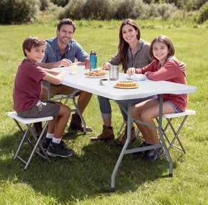 Table pliante portable en plastique, table pliable adaptée pour la salle à manger, l'intérieur, l'extérieur, le <span class=keywords><strong>camping</strong></span>, le pique-nique et les fêtes, les barbecues - Product Image 6